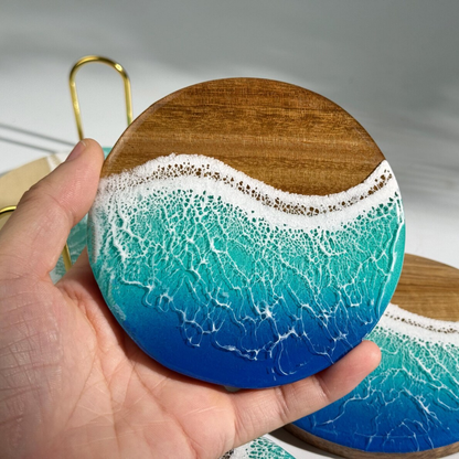 Handmade Epoxy Ocean Coasters 6X